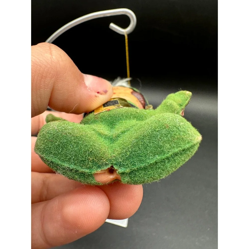 Vintage Circus Christmas‎ Ornament Flocked Green Suit Figure with Feather Hat